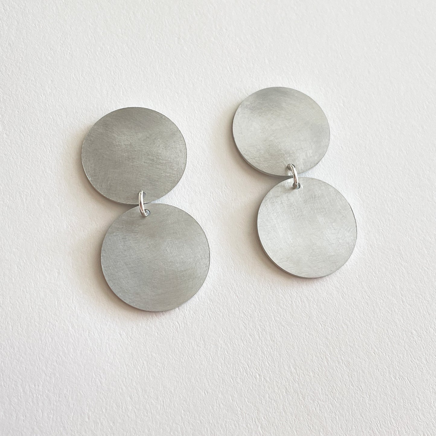 Silver Aluminium Double Dot Earrings