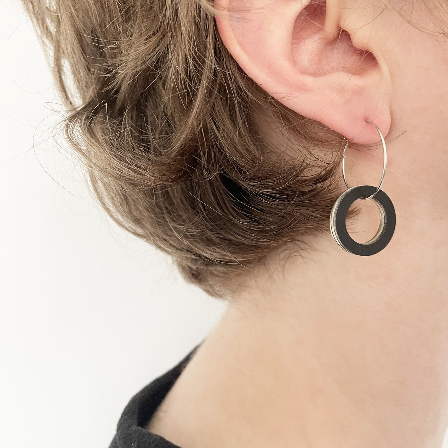 Hoop Drop Earrings Black