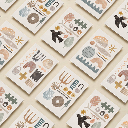Land Collage Greetings Card Set of 4