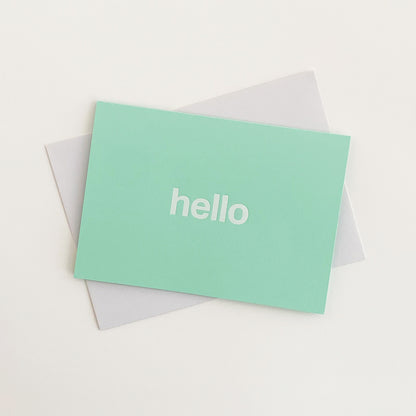 Hello Card White & Mint