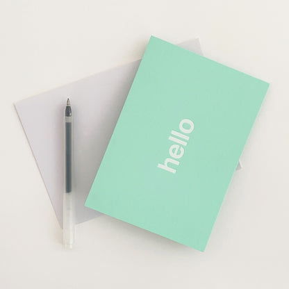 Hello Card White & Mint