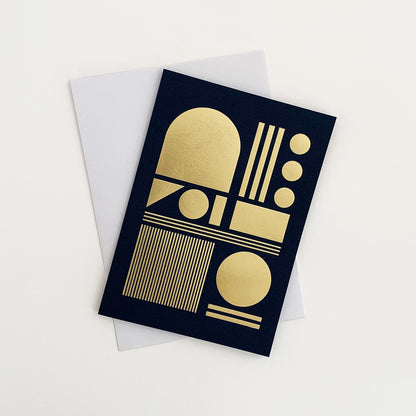Machine Card Brass & Navy