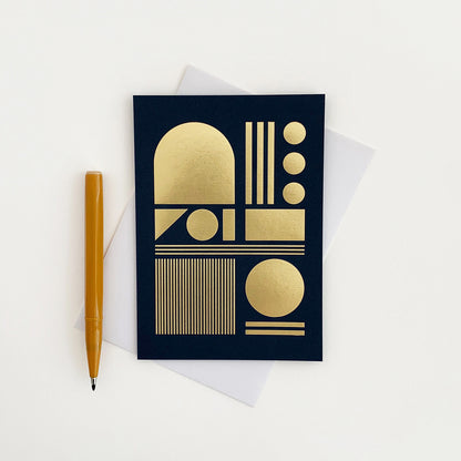 Machine Card Brass & Navy