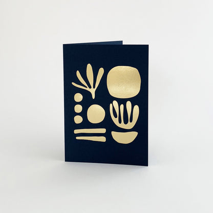 Seaweed Card Brass & Navy