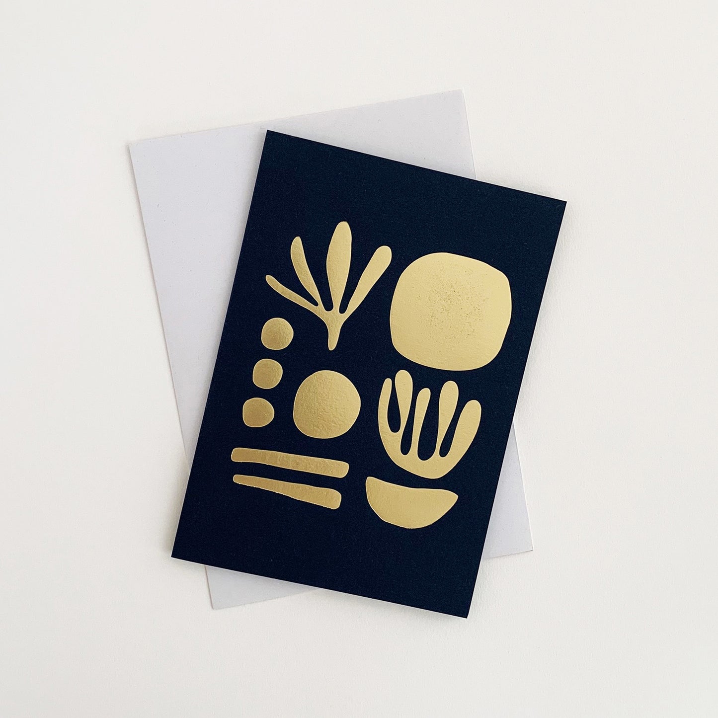 Seaweed Card Brass & Navy