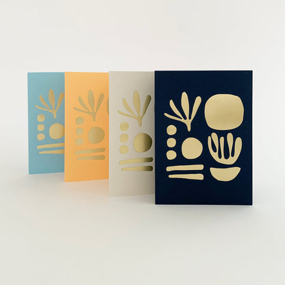 Seaweed Card Brass & Navy