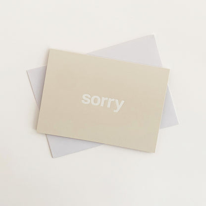 Sorry Card White & Mist